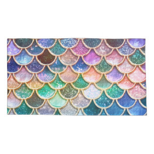 Luxury summerly multicolor Glitter Mermaid Scales Pillowcase