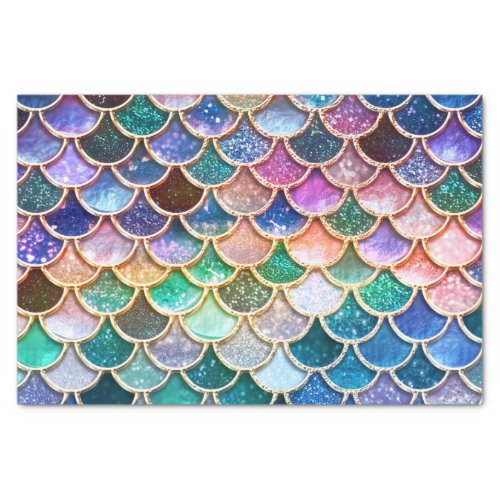 Luxury summerly multicolor Glitter Mermaid Scales Tissue Paper