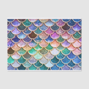 Luxury summerly multicolor Glitter Mermaid Scales Tissue Paper