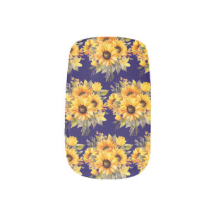 Luxury Sunflower on Blue Floral Minx Nail Art