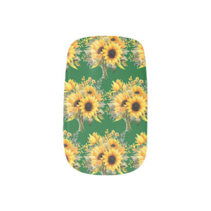 Luxury Sunflower on Green Floral Minx Nail Art