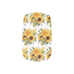 Luxury Sunflower on White Floral Minx Nail Art
