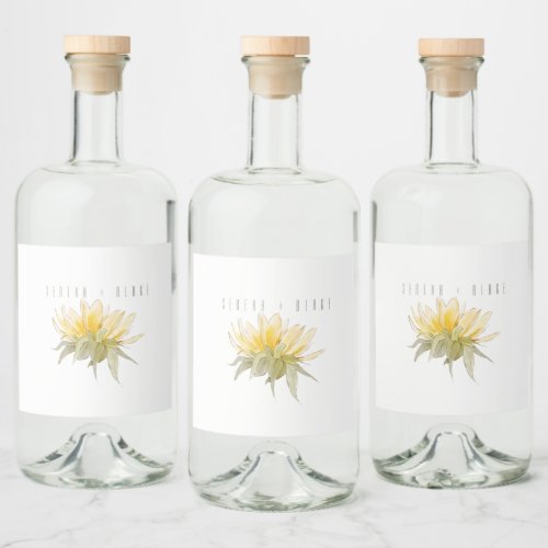 Luxury Sunflower Wedding White Liquor Bottle Label