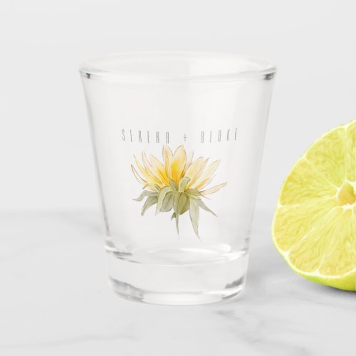 Luxury Sunflower Wedding White Liquor Whiskey Shot Glass