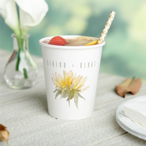 Luxury Sunflower Wedding White Paper Cups