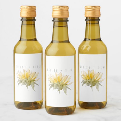 Luxury Sunflower Wedding White  Wine Label