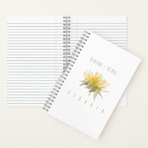 Luxury Sunflower White Wedding Planner Notebook