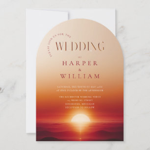 Luxury sunset wedding invitation