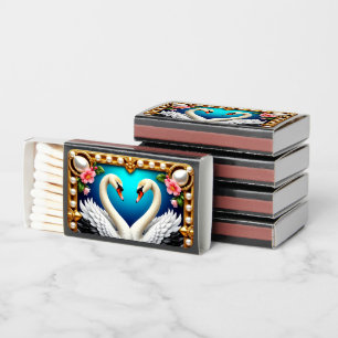 Luxury swan wedding table favors gift idea matchboxes