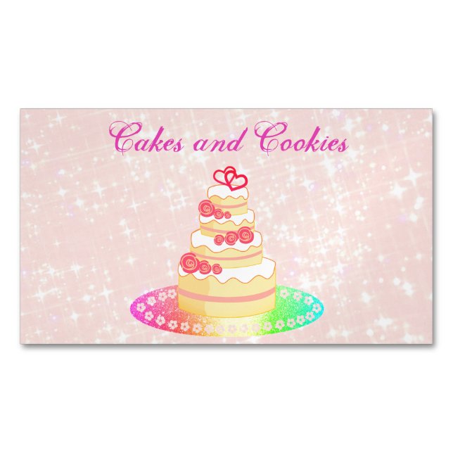  Luxury Sweet Pink Cakes  Business Card Magnet (Front)