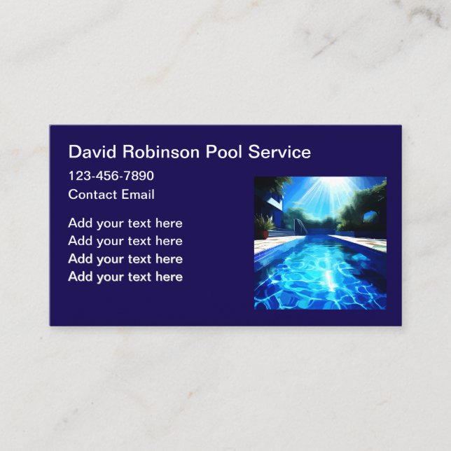 Luxury Swimming Pool Services Business Card (Front)