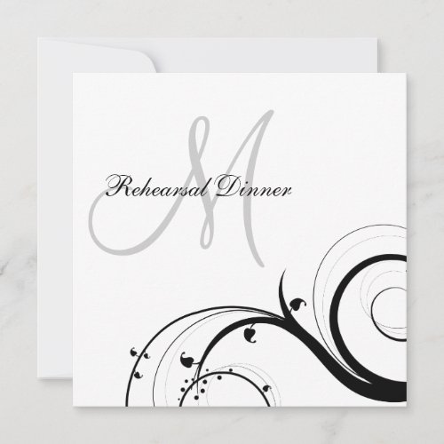 Luxury Swirl Monogram Rehearsal Dinner Invitations
