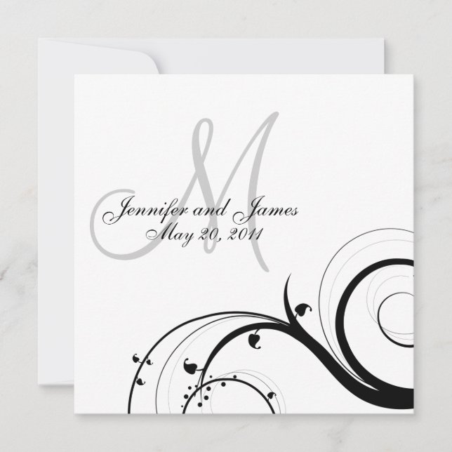 Luxury Swirl Monogram Wedding Invitation front (Front)