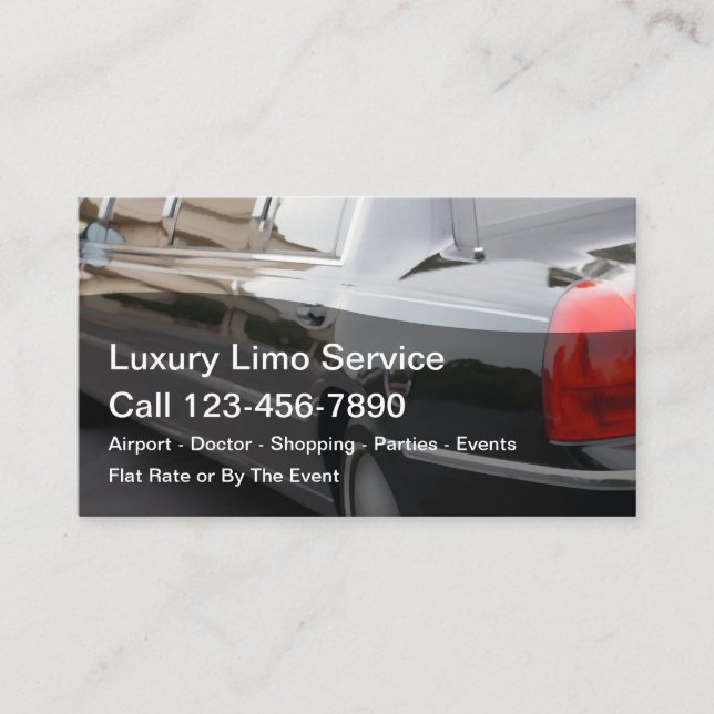Luxury Taxi Limousine Service Two Side Design Business Card (Front)