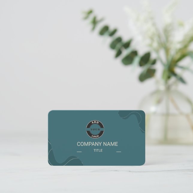 Luxury Teal and Cream Professional QR Code Business Card (Standing Front)