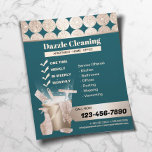 Luxury Teal Geometric Gold Circles House Cleaning Flyer<br><div class="desc">Home Cleaning Service Geometric Gold Circles Teal Flyers.</div>
