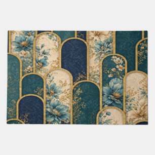 Luxury Teal & Gold Floral Arch Door Mat