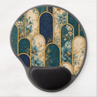 Luxury Teal & Gold Floral Mouse Pad