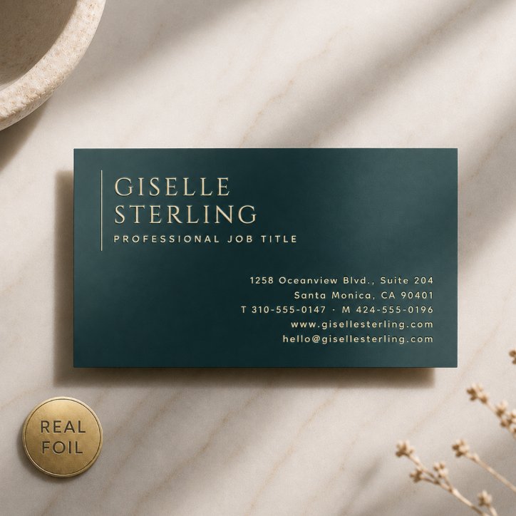 Luxury Teal Gold Foil Business Card