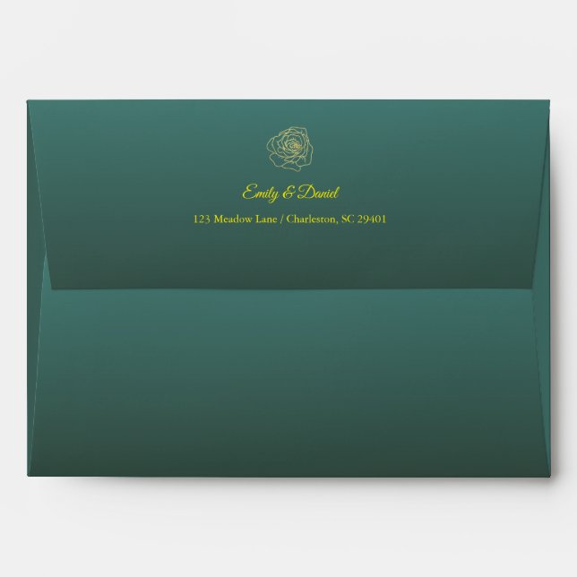Luxury Teal & Gold Wedding Envelope (Back (Top Flap))