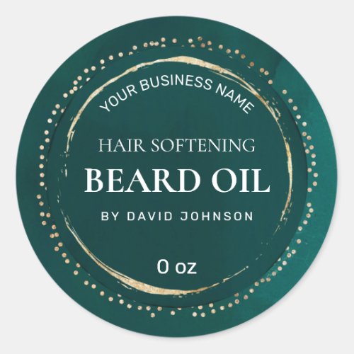 Luxury Teal Green And Gold Beard Oil Labels