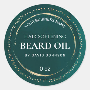 Luxury Teal Green And Gold Beard Oil Labels