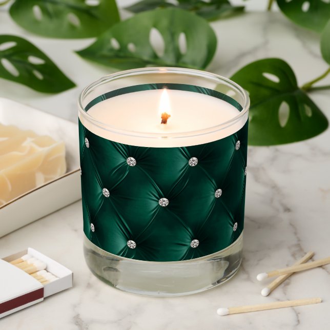 Luxury Teal Green Faux Velvet Scented Candle (Lit)