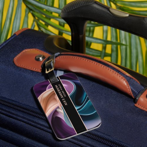 Luxury teal plum violet beige elegant glam chic luggage tag