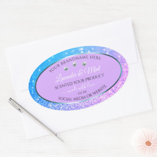 Luxury Teal Purple Glitter Product Labels Diamonds