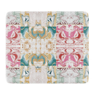 Luxury Teal & Rose Gold Marble Swirl Fluid Marble Cutting Board