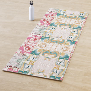 Luxury Teal & Rose Gold Marble Swirl Fluid Marble Yoga Mat