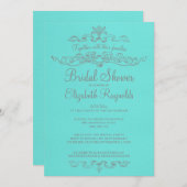 Luxury Teal & Silver Bridal Shower Invitations (Front/Back)