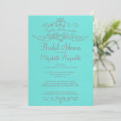 Luxury Teal & Silver Bridal Shower Invitations (Standing Front)