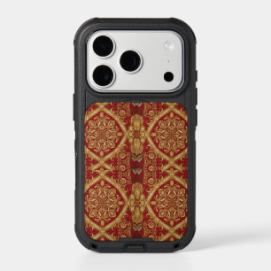 Luxury Tech: Golden Red Ornate Pattern iPhone Cove 17 Pro Case