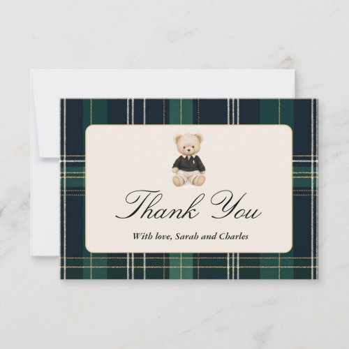Luxury Teddy Bear Baby Shower Boy Thank You Card