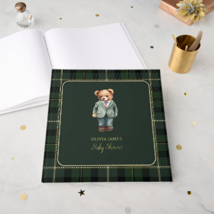 Luxury teddy bear baby shower foil guest book