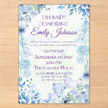 Luxury Teddy Bear Baby Shower Invitation