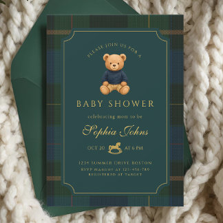 Luxury Teddy Bear baby shower Invitation