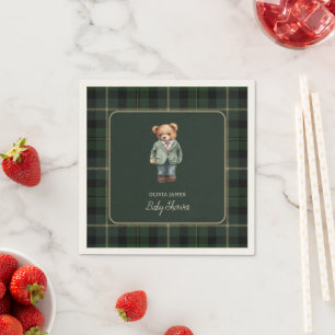Luxury teddy bear baby shower napkins