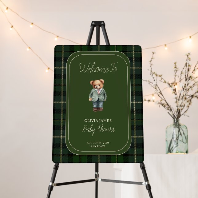 Luxury teddy bear baby shower welcome sign (In Situ (Stand))