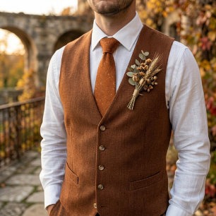 Luxury Terracotta Burnt Orange Jacquard Neck Tie