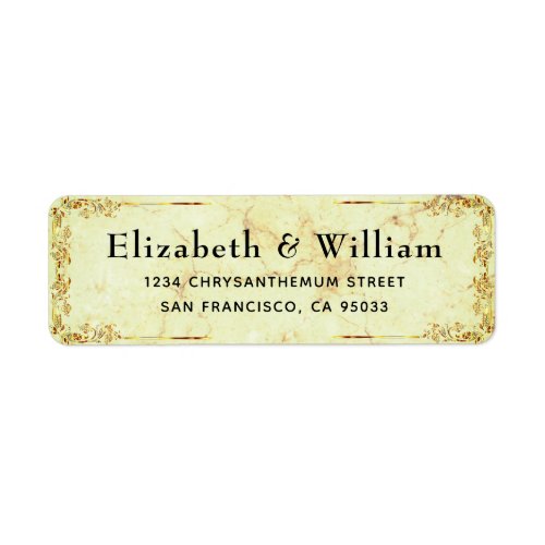 Luxury Texture Stone  Gold Floral Frame Address L Label