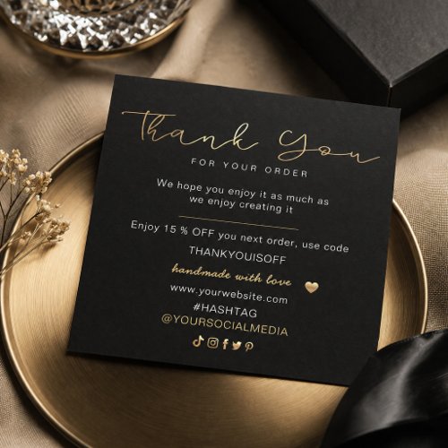 Luxury Thank You Elegant Black and Gold