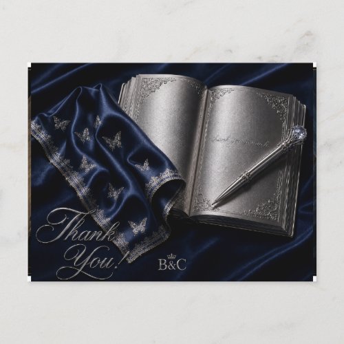 Luxury Thank You Postcard | Silver Book &amp; Pen | Ro