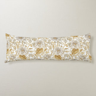 Luxury,The Beauty of Blooming Gold Flowers Pattern Body Pillow