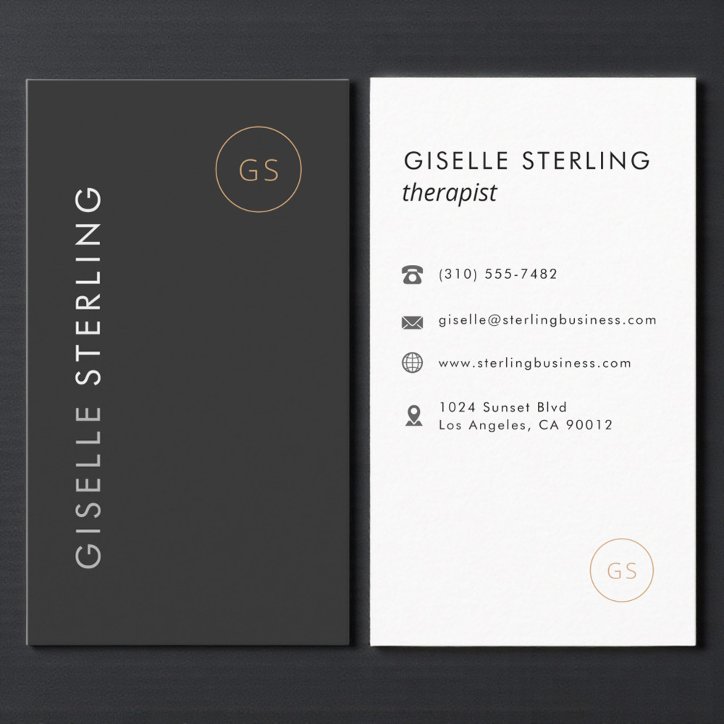 Luxury Therapist Black Gold Elegant Modern Business Card