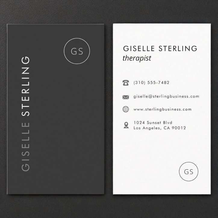 Luxury Therapist Black Minimalist Modern Business Card