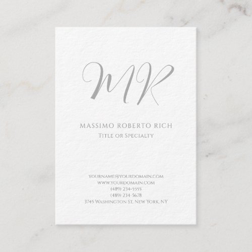 Luxury Thick Modern Monogram Plain Minimalist Business Card
