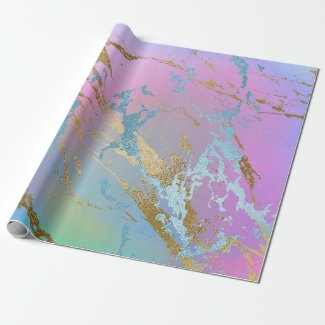 Luxury Tiffany Ombre Blue Pink Purple Marble Wrapping Paper