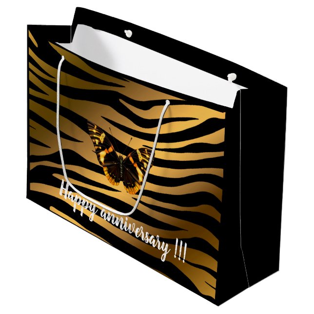 Luxury Tiger Butterfly Trendy Line Large Gift Bag (Front Angled)